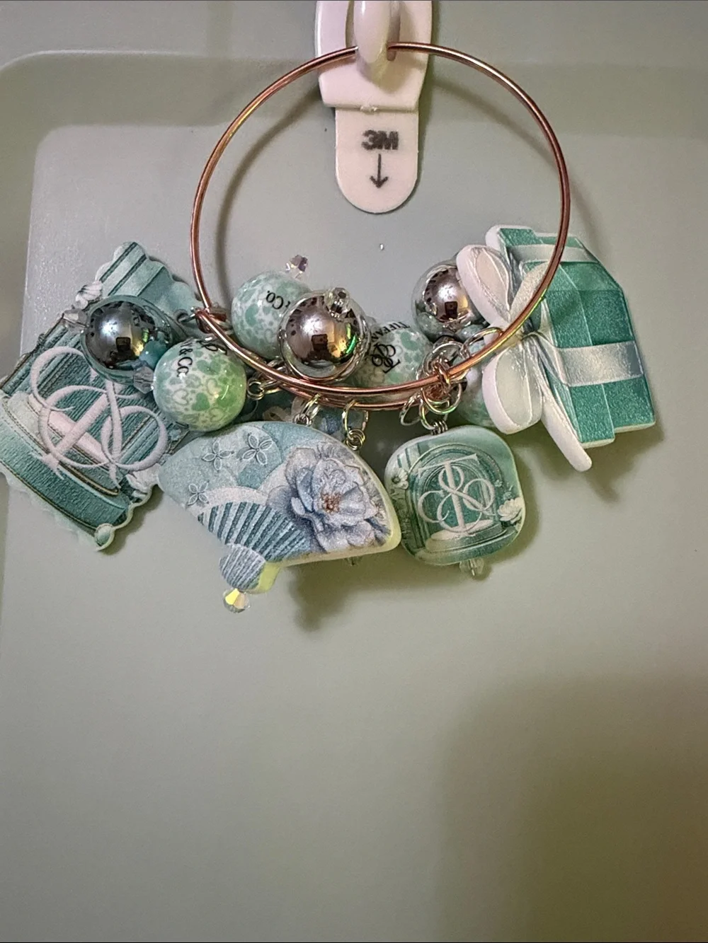 Mint Green Charm Bangle Bracelet - Women's Accessories